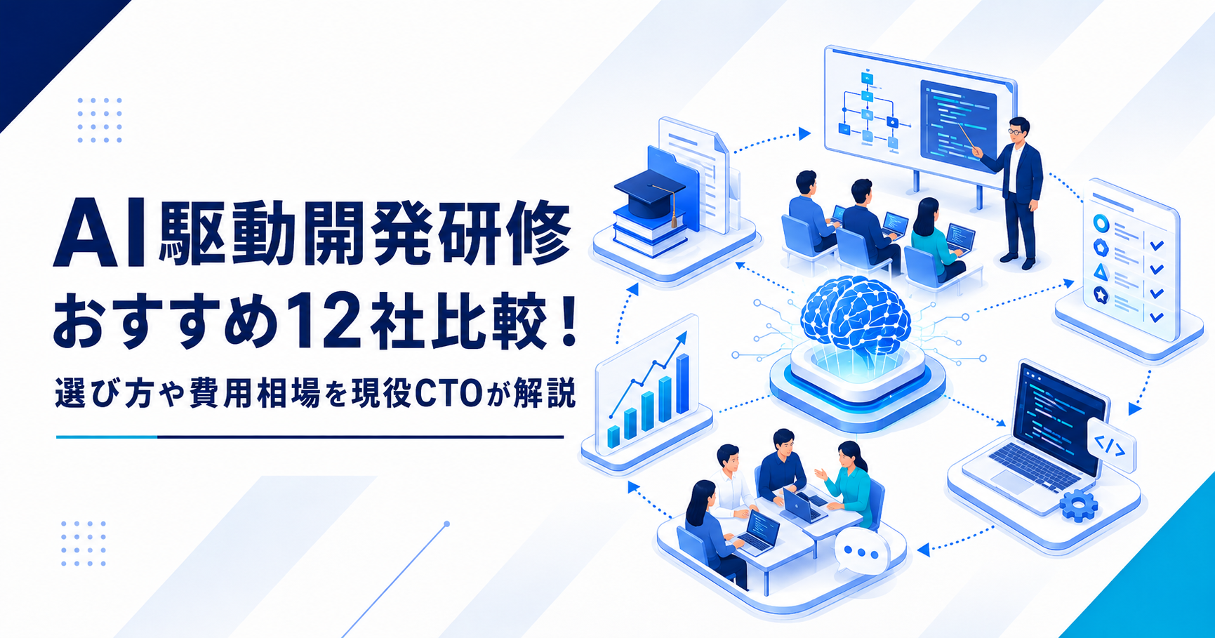 AI駆動開発研修おすすめ12社の比較と選び方を解説する記事のアイキャッチ画像