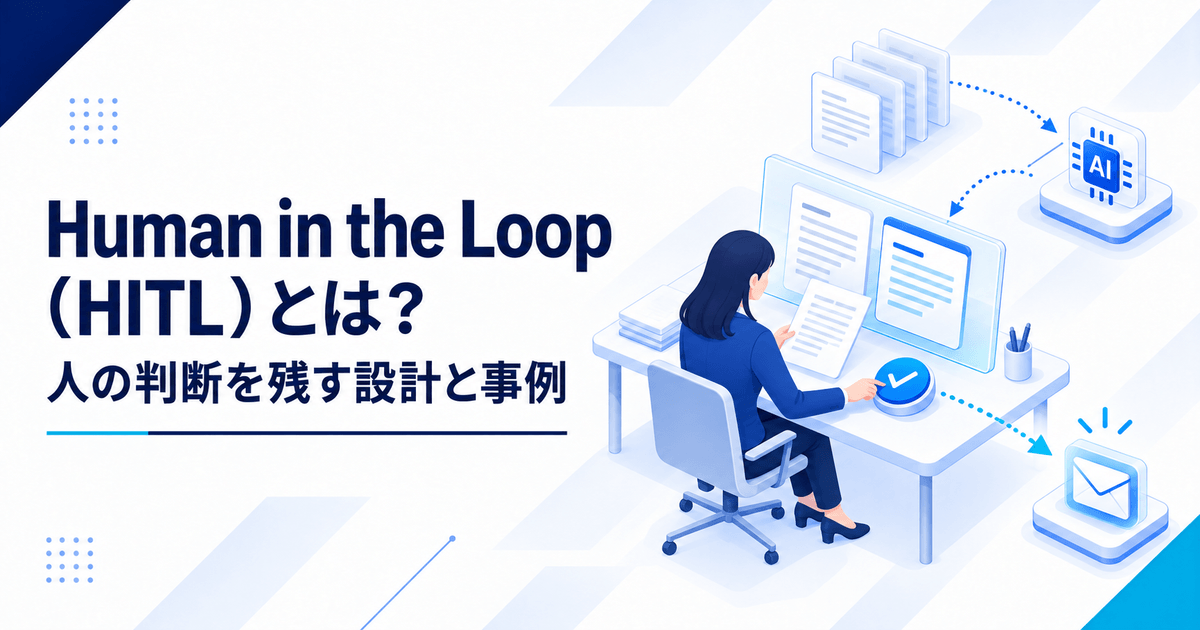 Human in the Loop（HITL）とは何か、人の判断を残す設計と事例を解説する記事のアイキャッチ画像